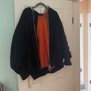 Zara hooded black bomber jacket